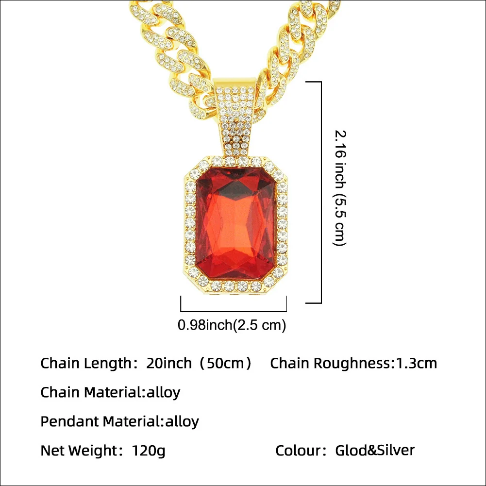 Men's Hiphop Alloy Pendant Jewelry With Geometric Design And Diamond Treatment On Cuban Chain - Image 2