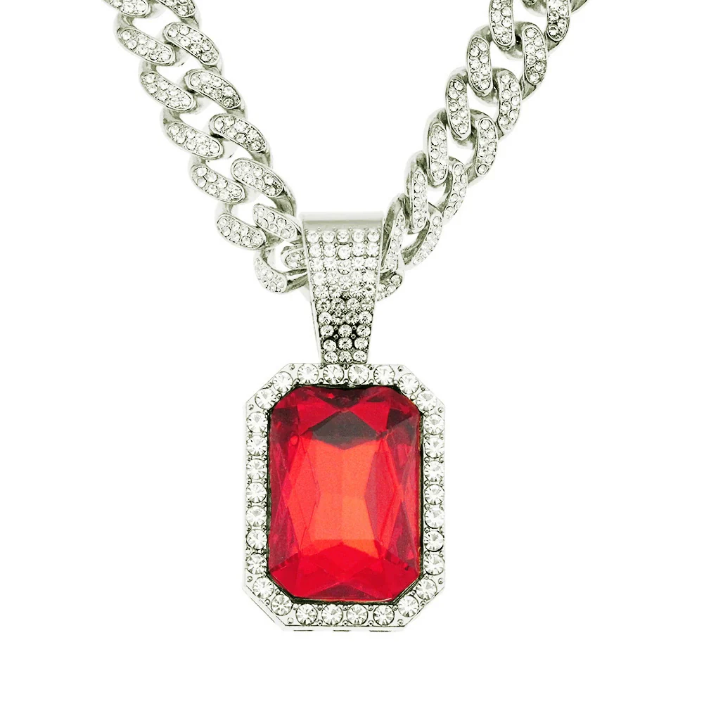 Men's Hiphop Alloy Pendant Jewelry With Geometric Design And Diamond Treatment On Cuban Chain - Image 6