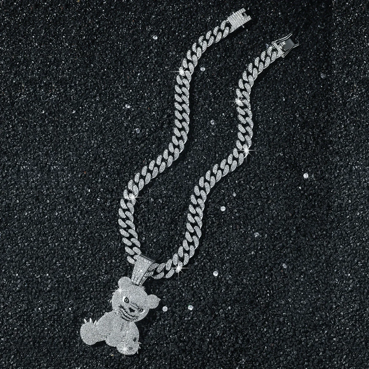 Men's Hiphop Animal Bear Pendant Necklace Zinc Alloy Geometric Electroplating - Image 3