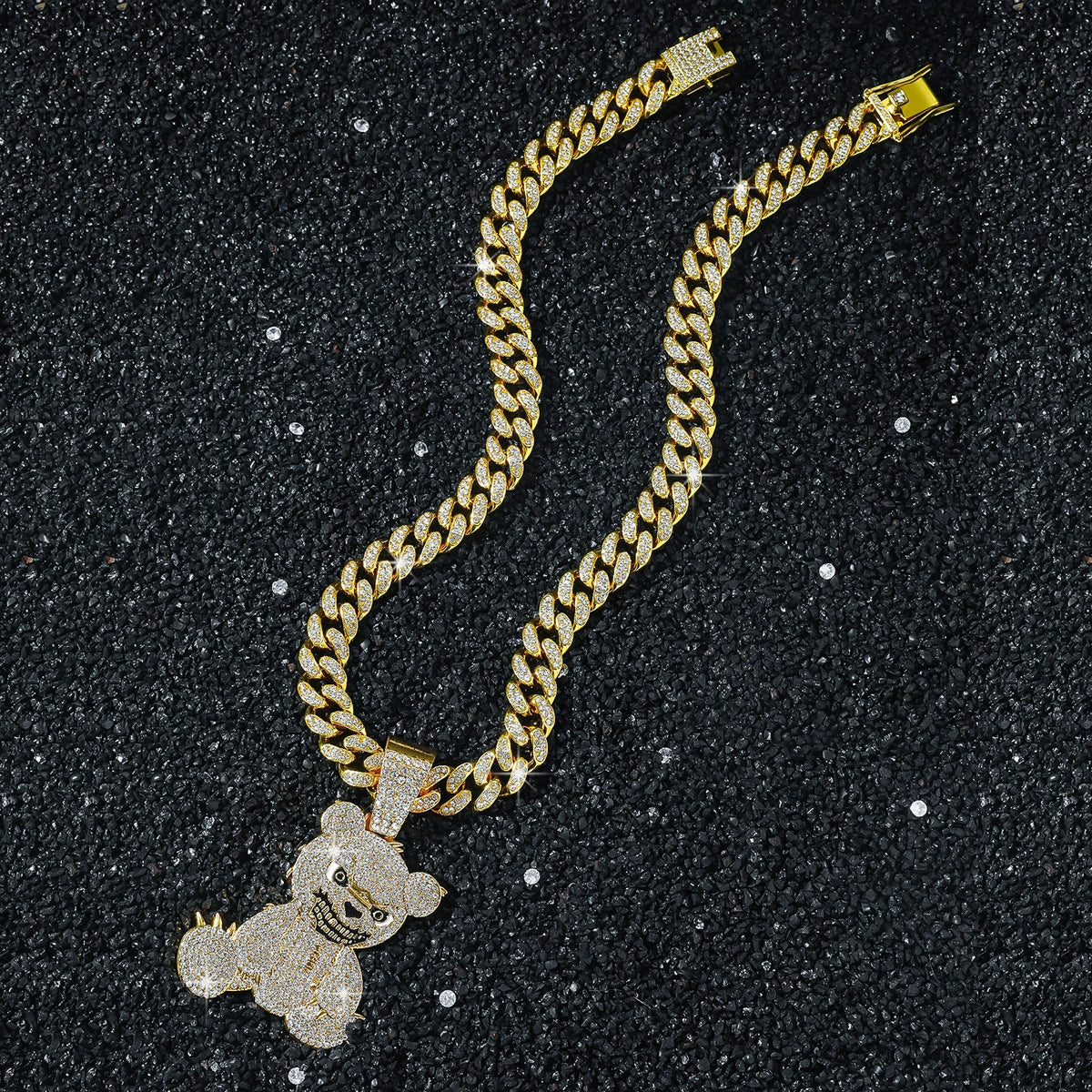 Men's Hiphop Animal Bear Pendant Necklace Zinc Alloy Geometric Electroplating - Image 4