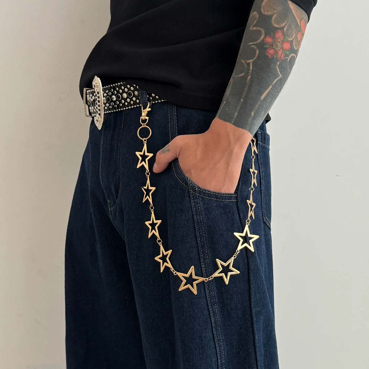 Men's Hiphop Metal Fivepointed Star Pants Pendant Waist Chain - Image 2