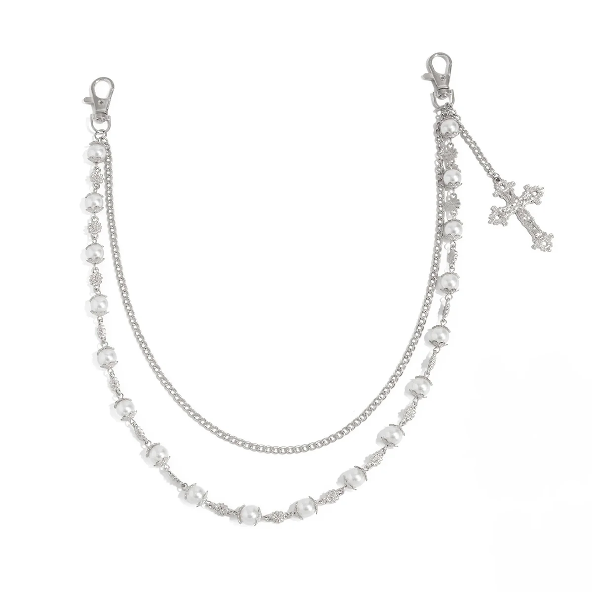 Men's Hiphop Metal Flower Pants Chain And Cross Pendant Accessories - Image 5