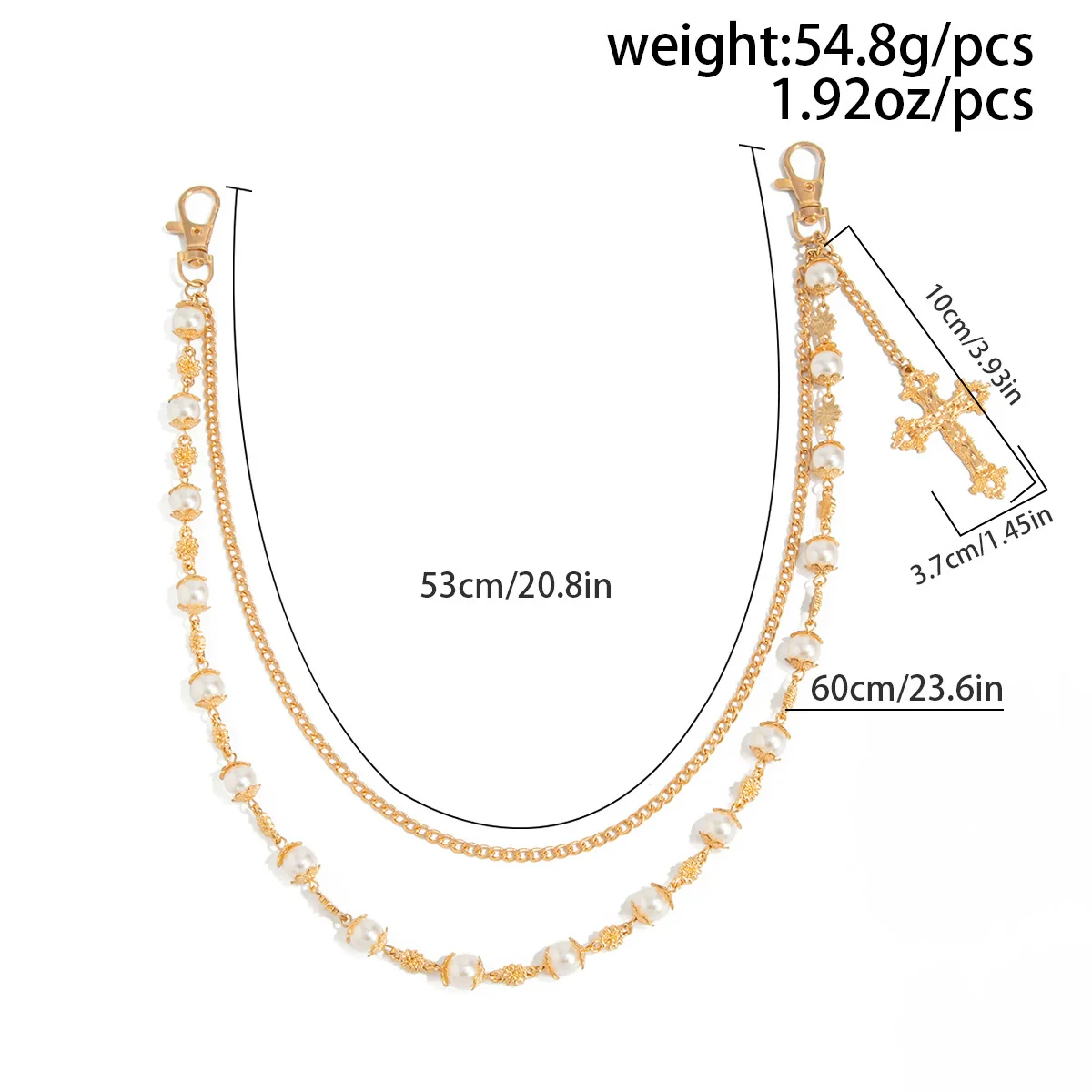 Men's Hiphop Metal Flower Pants Chain And Cross Pendant Accessories - Image 6