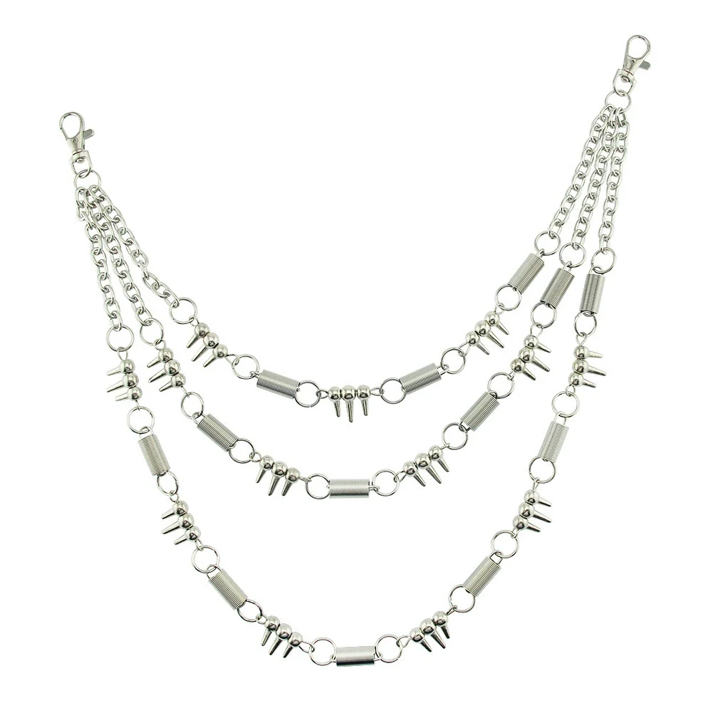Men's Hiphop Metal Waist Chain For Jeans Decorative With Spring Ring And Lobster Clasp