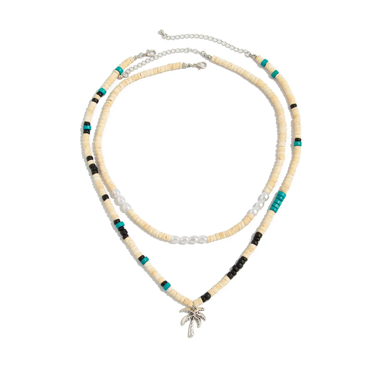 Men's Hiphop Niche Handmade Alloy Coconut Tree Pendant Clavicle Chain Jewelry With Geometric Pattern - Image 5