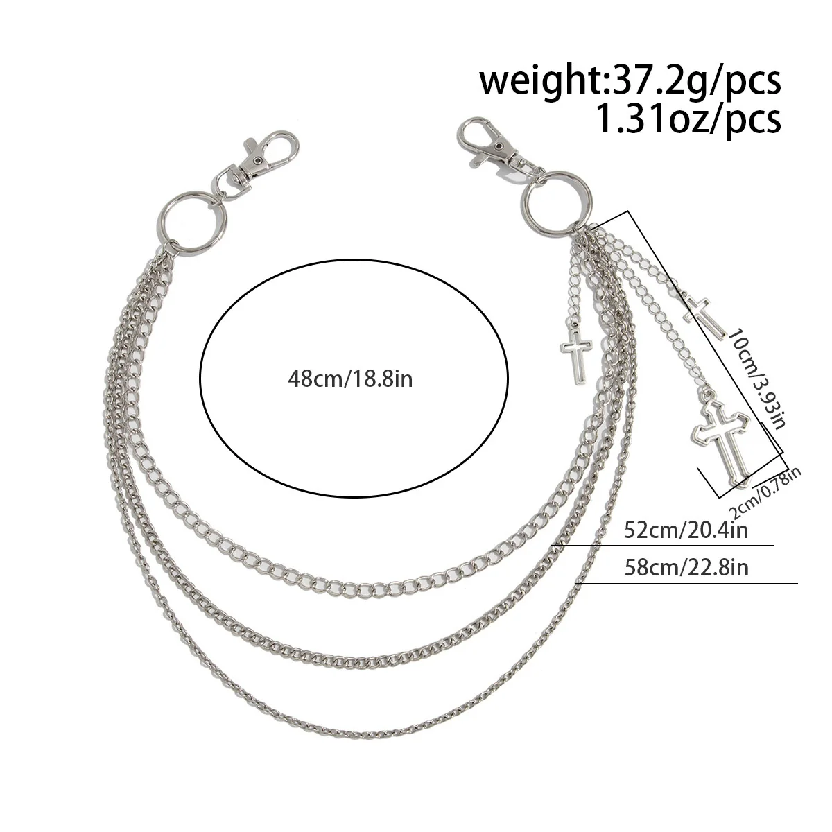 Men's Hiphop Punk Metal Chain Pants Chain Rock Jeans Waist Chain - Image 6