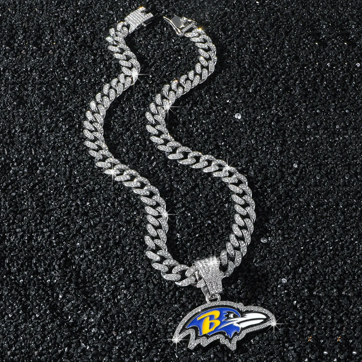 Men's Hiphop Style Eagle Head Football Team Logo Pendant Necklace With Cuban Chain And Zinc Alloy Pendant Electroplated - Image 7