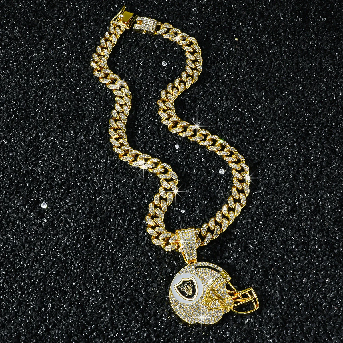Men's Hiphop Style Zinc Alloy Cuban Chain With Football Team Logo Pendant Necklace Electroplated - Image 6