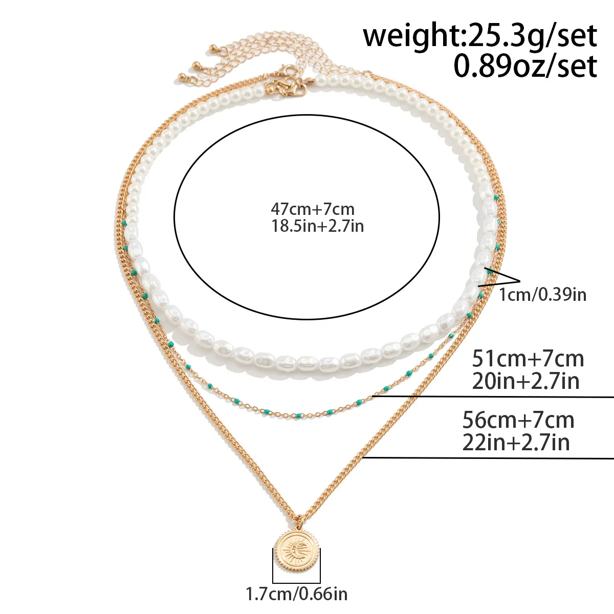 Men's Imitation Pearl Alloy Geometry Shaped Handmade Pendant Necklace - Image 6