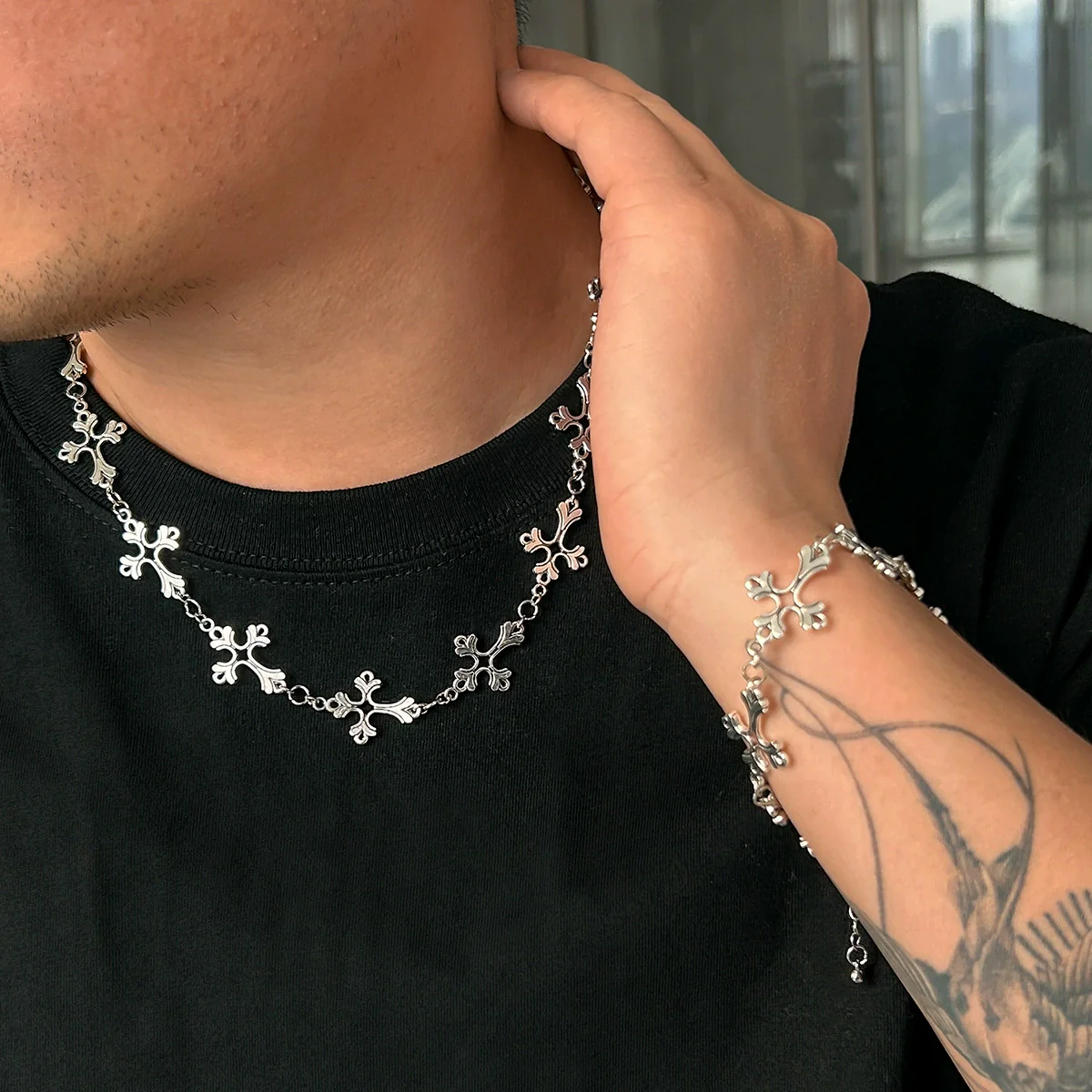 Men's Jewelry Alloy Geometric Cross Handmade Necklace