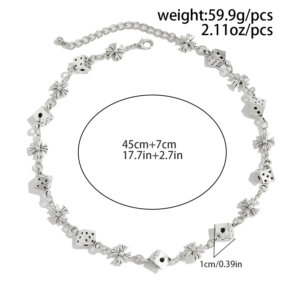 Men's Jewelry Alloy Geometric Handmade Dice Cross Stitching Necklace And Bracelet - Image 6