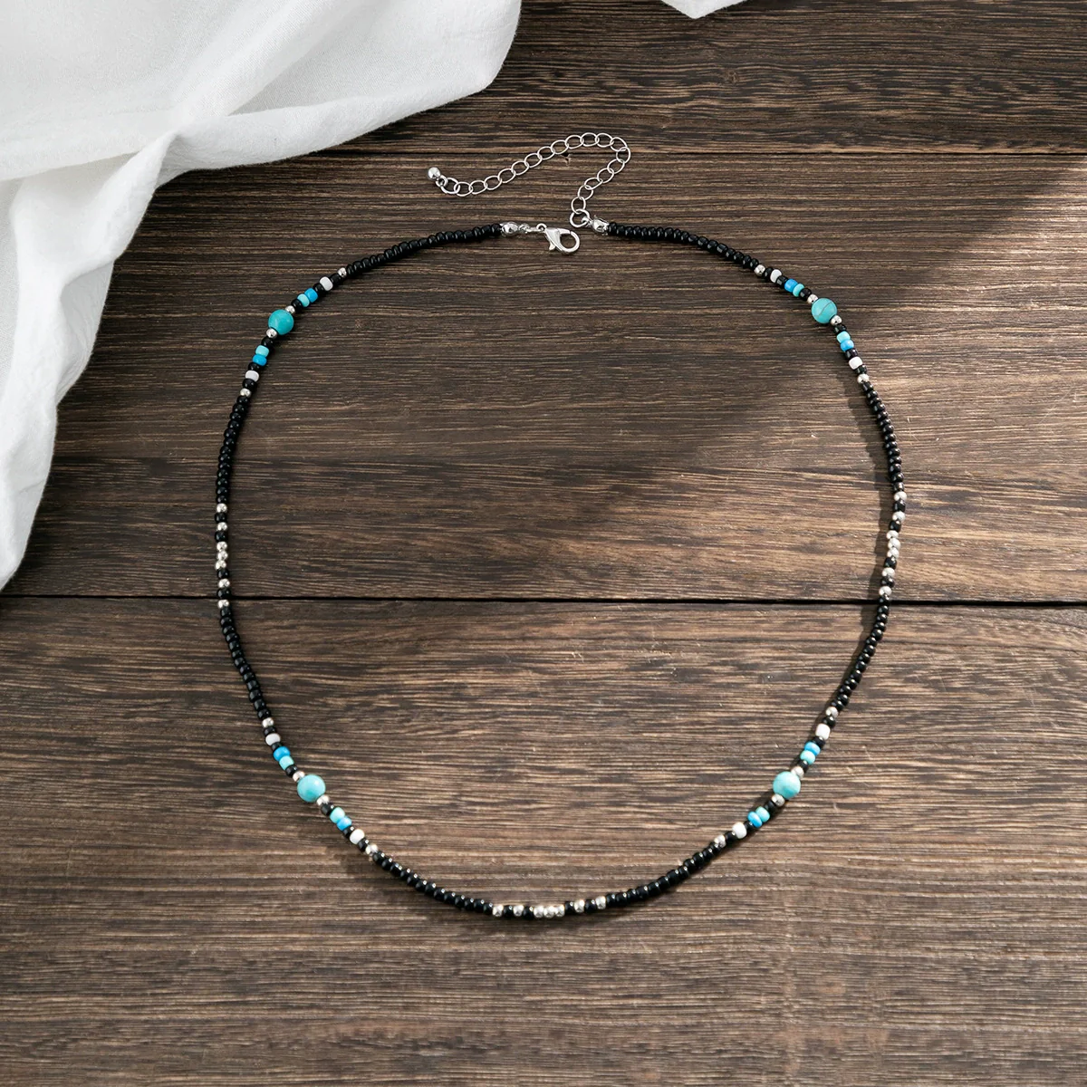 Men's Jewelry Bohemian Turquoise Alloy Spliced Clavicle Chain Handmade Necklace - Image 6
