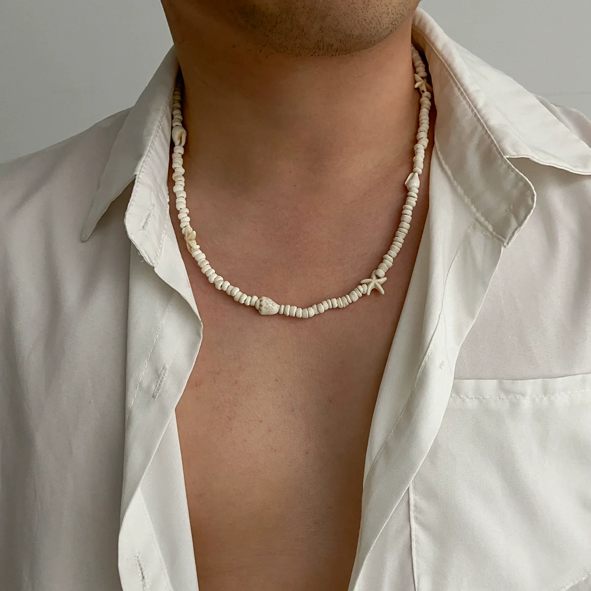 Men's Jewelry Coconut Shell Acrylic Geometric Handmade Beach Style Necklace