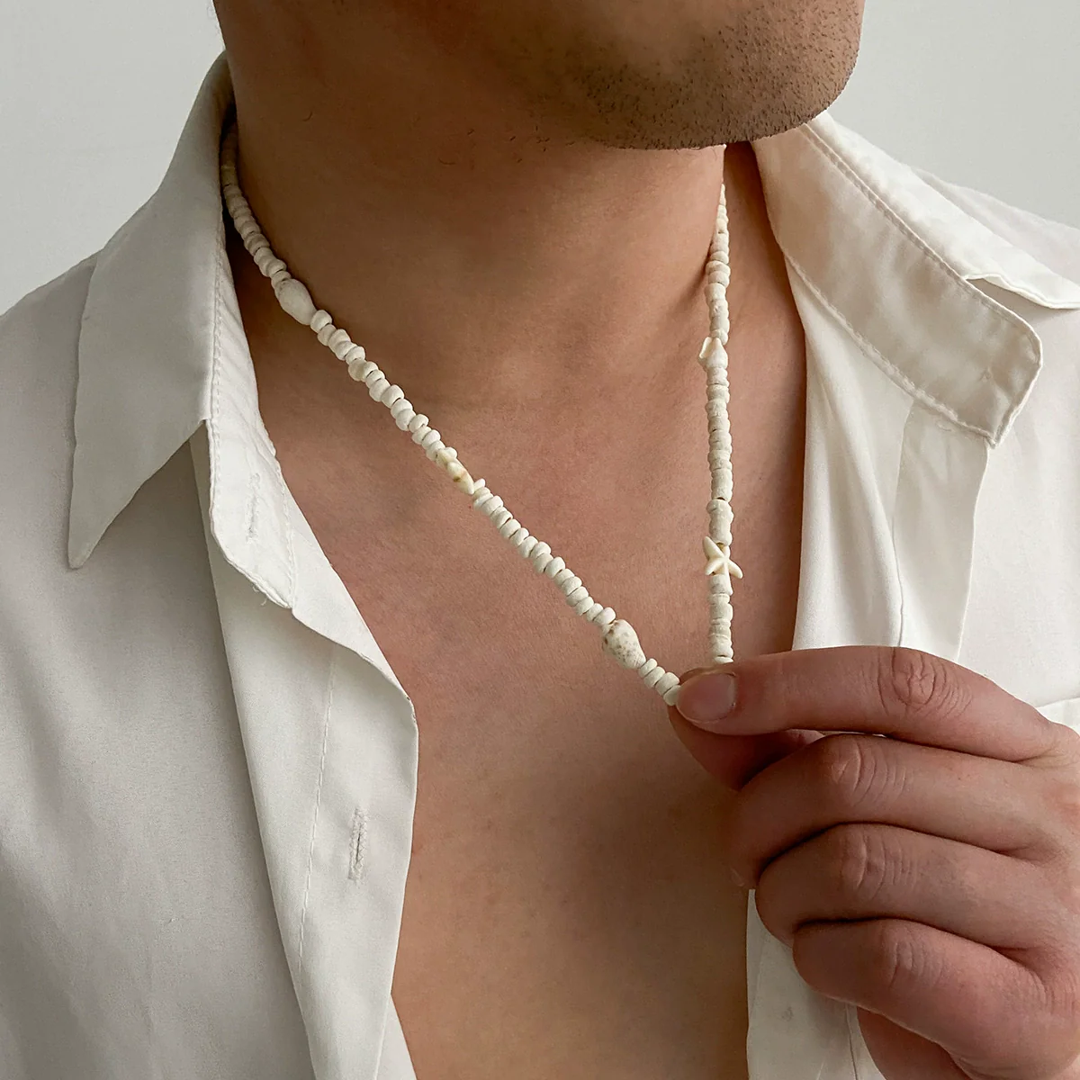 Men's Jewelry Coconut Shell Acrylic Geometric Handmade Beach Style Necklace - Image 2