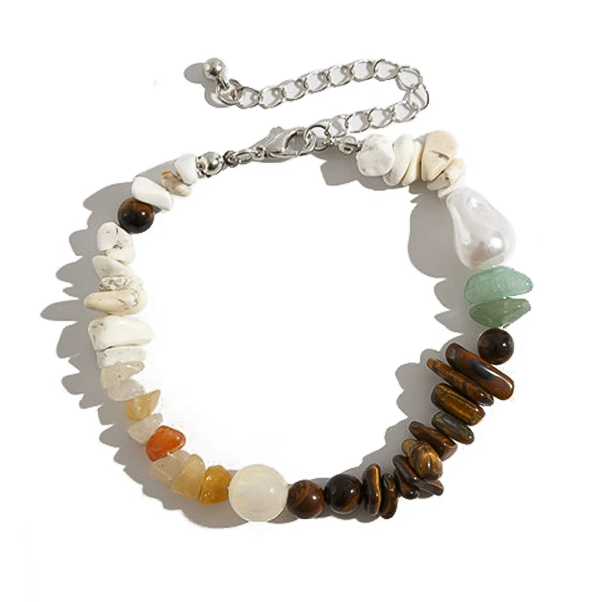 Men's Jewelry Handmade Imitation Pearl And Organic Glass Geometric Beaded Necklace And Bracelet - Image 5