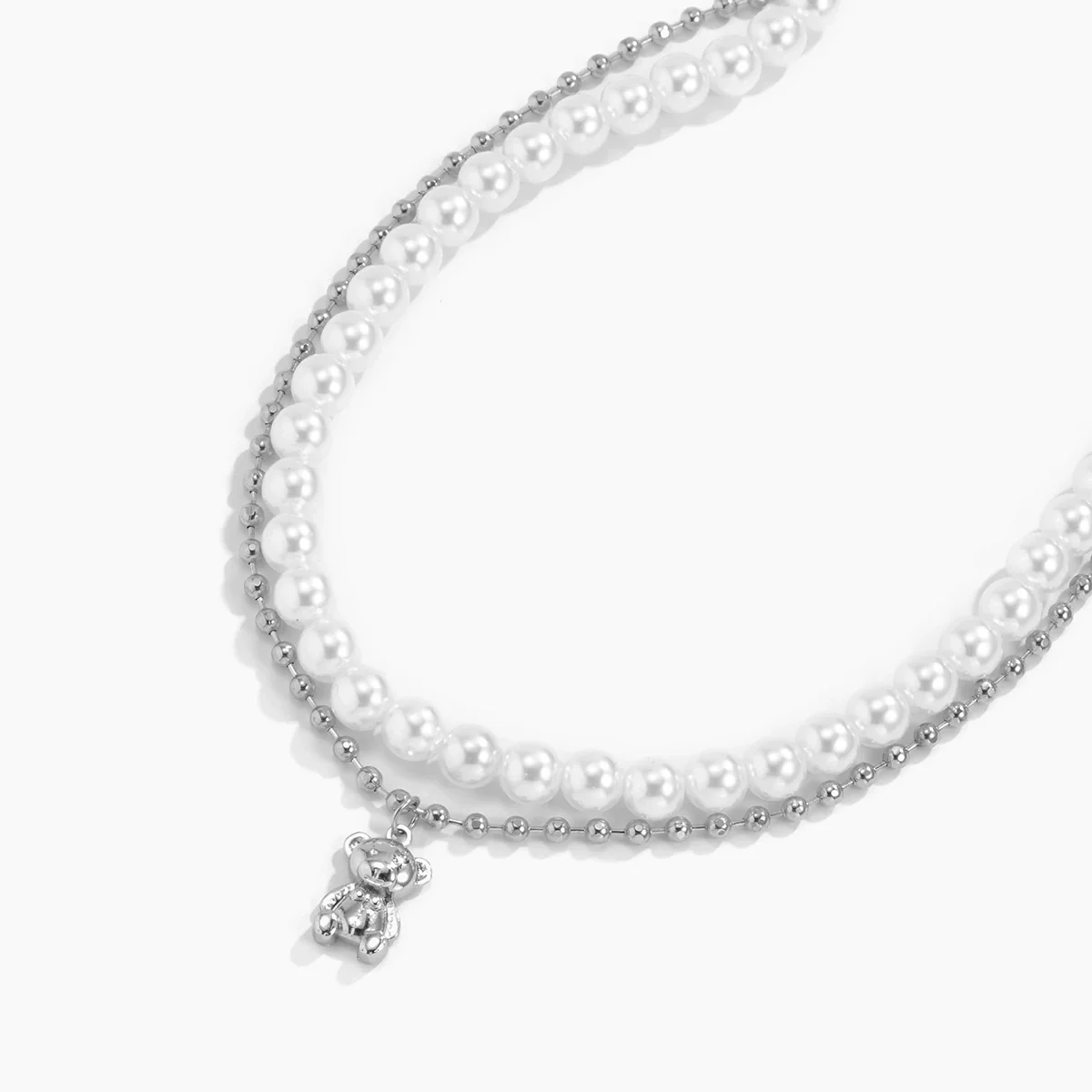 Men's Jewelry Pearl Alloy Bear Animals Zodiac Ball Chain Necklace - Image 4