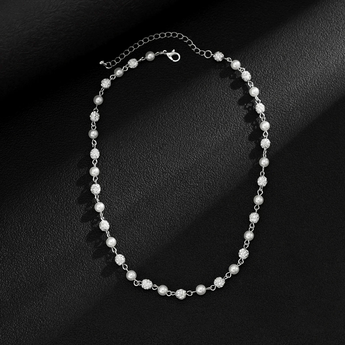 Men's Jewelry Pearl Chain With Rhinestone Pendant And Micro Inlay Made Of Alloy - Image 6