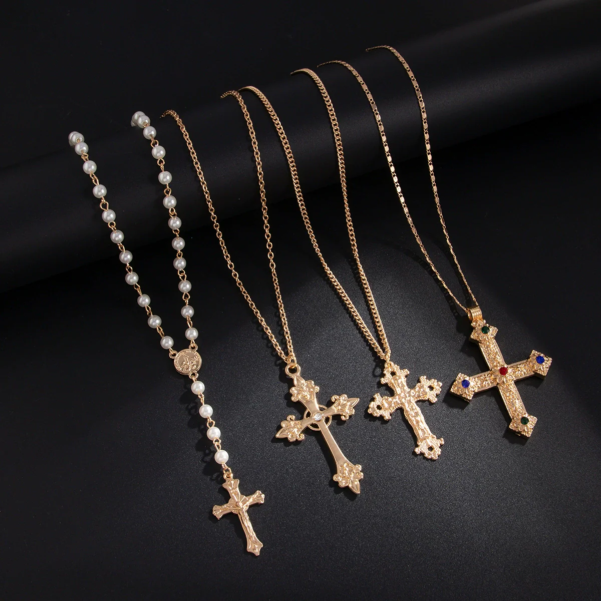 Men's Jewelry Pendant Necklace Alloy Geometric Handmade Pearl Clavicle Chain - Image 4