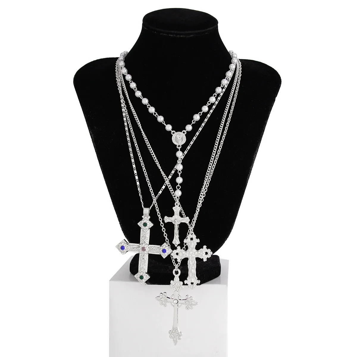 Men's Jewelry Pendant Necklace Alloy Geometric Handmade Pearl Clavicle Chain - Image 7