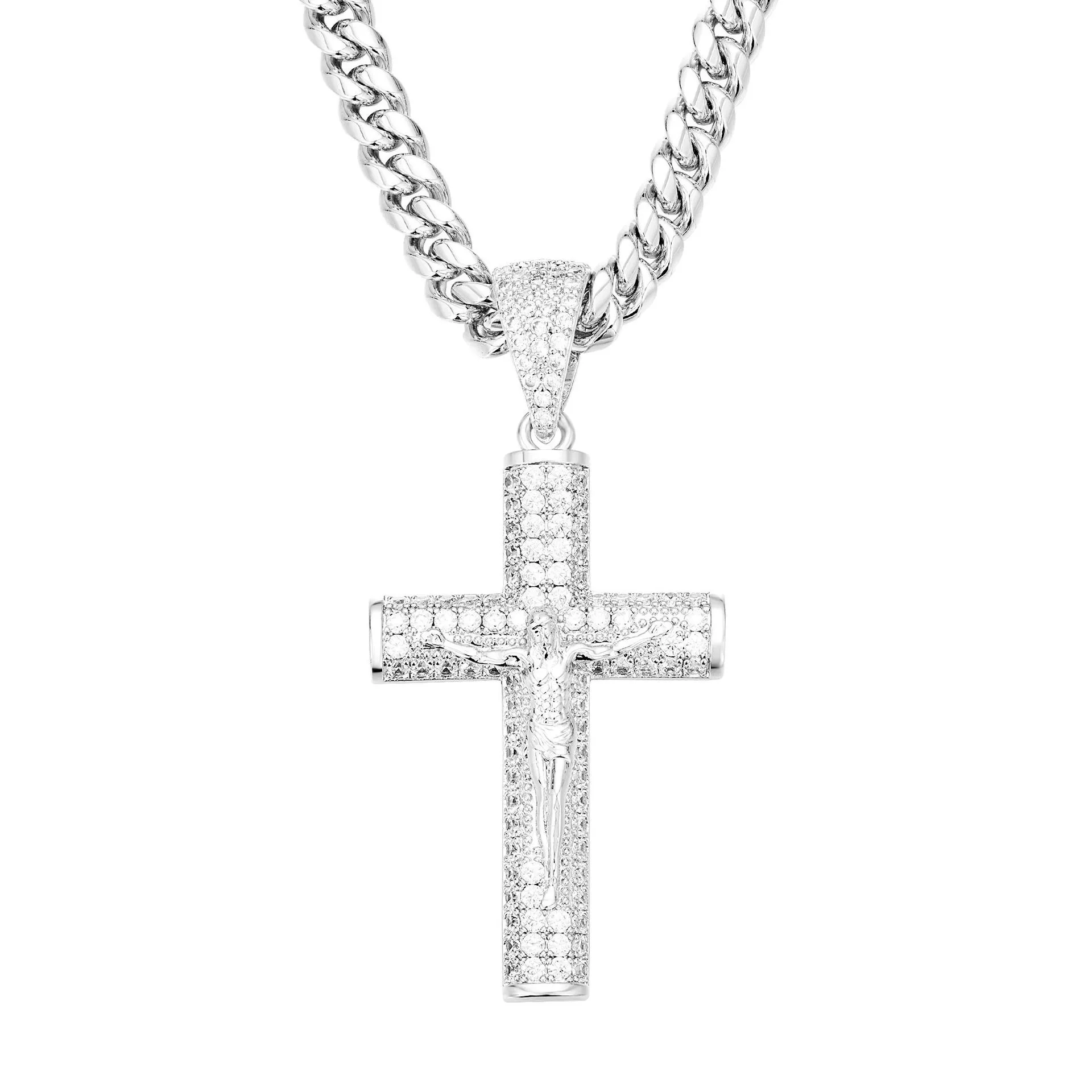 Men's Jewelry Retro Minimalist Copper Cross Pendant Necklace With Diamonds Electroplated Gold Polish - Image 3
