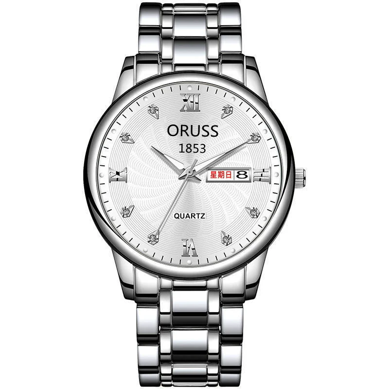 Men's Leisure Alloy Watch With Round Dial Mineral Strengthened Glass Mirror Single Folding Buckle Spiral Crown Fully Automatic Movement Double Calendar Luminous And Waterproof - Image 10