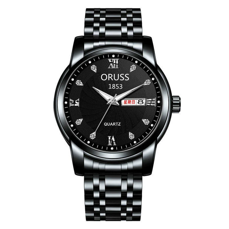Men's Leisure Alloy Watch With Round Dial Mineral Strengthened Glass Mirror Single Folding Buckle Spiral Crown Fully Automatic Movement Double Calendar Luminous And Waterproof - Image 12