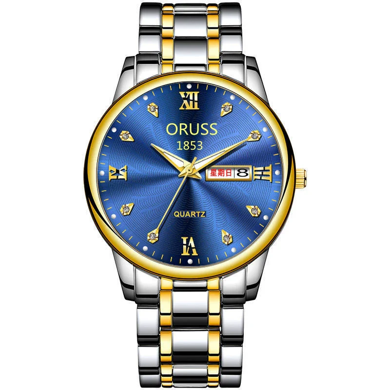 Men's Leisure Alloy Watch With Round Dial Mineral Strengthened Glass Mirror Single Folding Buckle Spiral Crown Fully Automatic Movement Double Calendar Luminous And Waterproof - Image 13