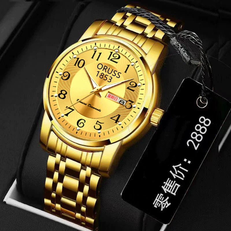 Men's Leisure Alloy Watch With Round Dial Mineral Strengthened Glass Mirror Single Folding Buckle Spiral Crown Fully Automatic Movement Double Calendar Luminous And Waterproof - Image 21