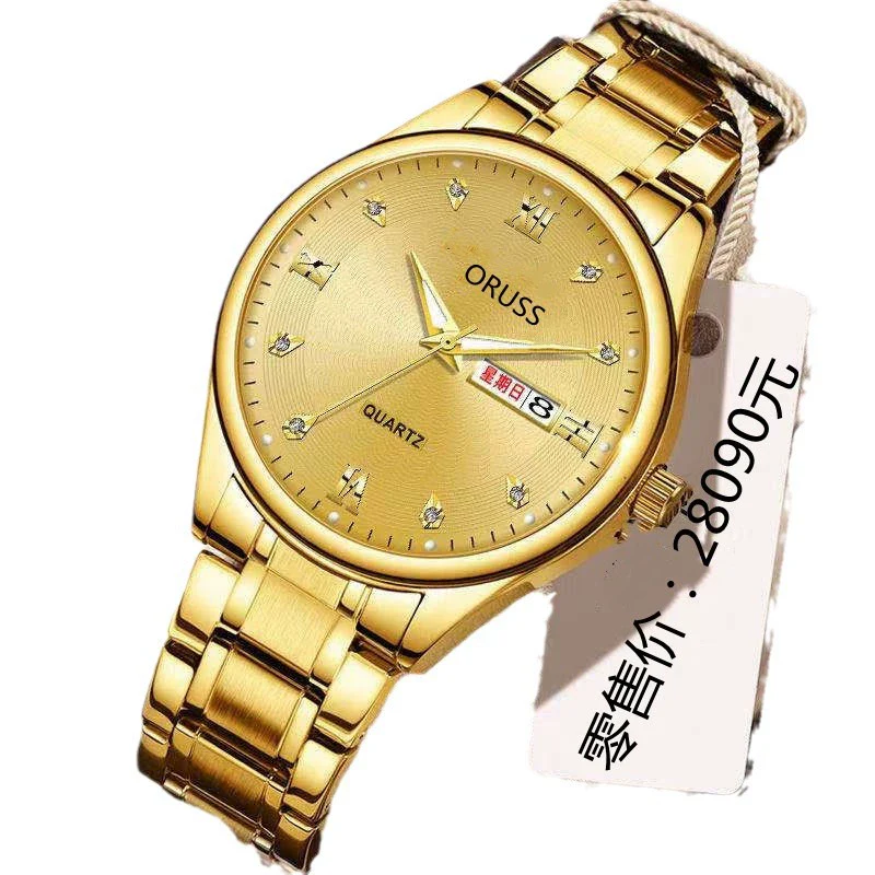 Men's Leisure Alloy Watch With Round Dial Mineral Strengthened Glass Mirror Single Folding Buckle Spiral Crown Fully Automatic Movement Double Calendar Luminous And Waterproof - Image 5