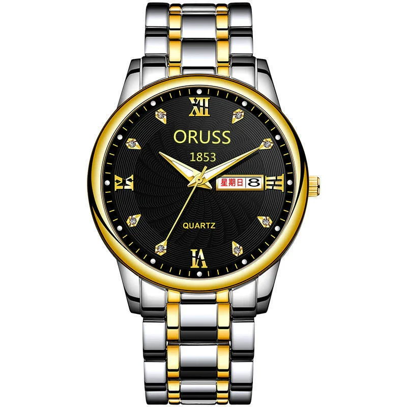 Men's Leisure Alloy Watch With Round Dial Mineral Strengthened Glass Mirror Single Folding Buckle Spiral Crown Fully Automatic Movement Double Calendar Luminous And Waterproof - Image 6
