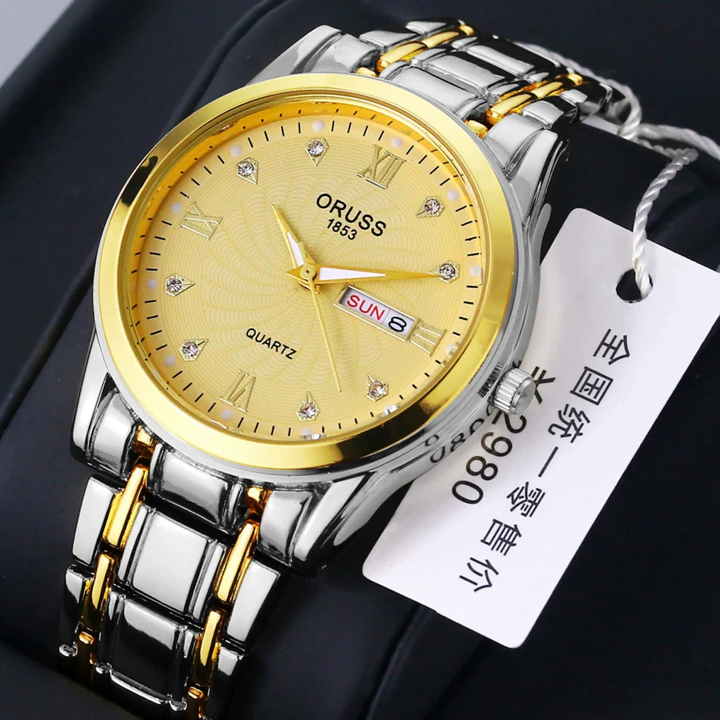 Men's Leisure Alloy Watch With Round Dial Mineral Strengthened Glass Mirror Single Folding Buckle Spiral Crown Fully Automatic Movement Double Calendar Luminous And Waterproof - Image 7