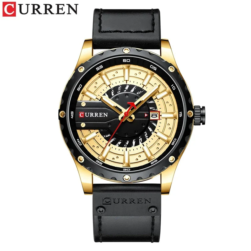 Men's Leisure Metal And Leather Quartz Watch With Stainless Steel Clasp And Round Dial - Image 2