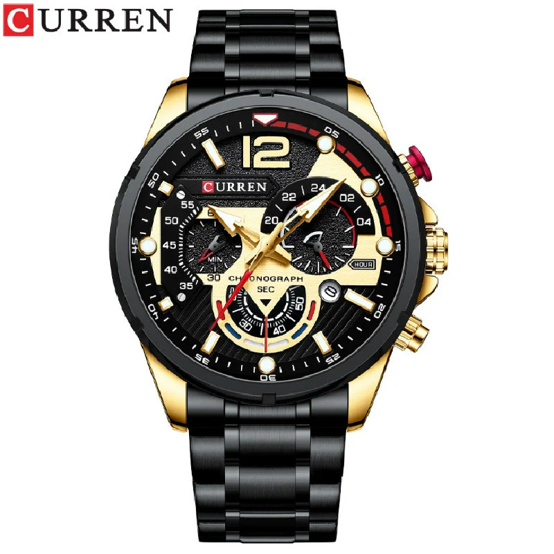 Men's Leisure Metal And Stainless Steel Band Round Dial Quartz Multifunctional Luminous Wristwatch - Image 10