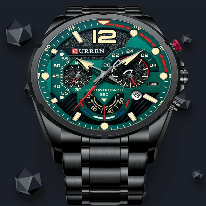 Men's Leisure Metal And Stainless Steel Band Round Dial Quartz Multifunctional Luminous Wristwatch - Image 2