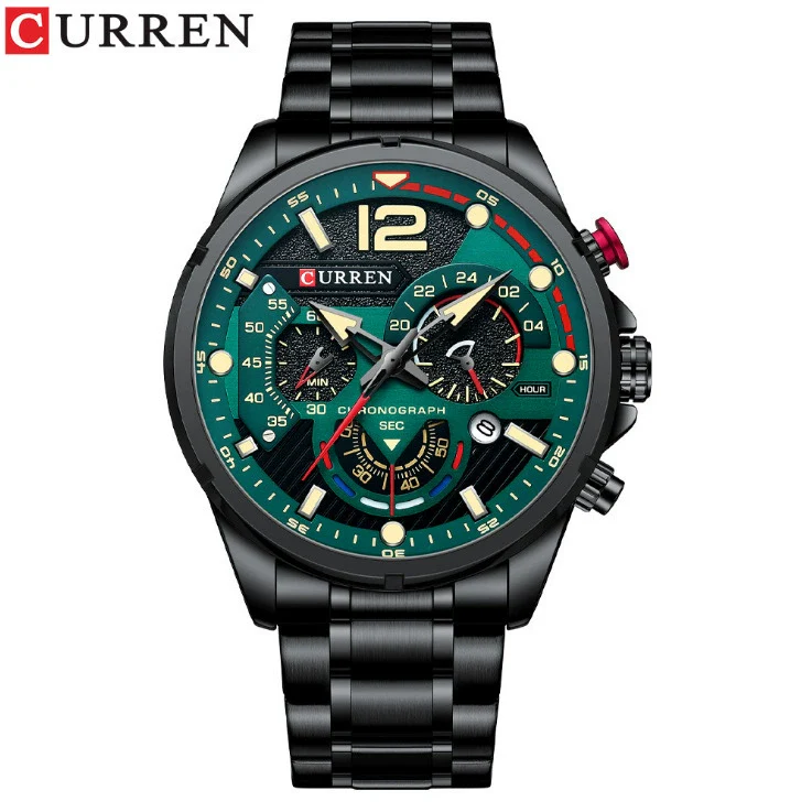Men's Leisure Metal And Stainless Steel Band Round Dial Quartz Multifunctional Luminous Wristwatch - Image 8