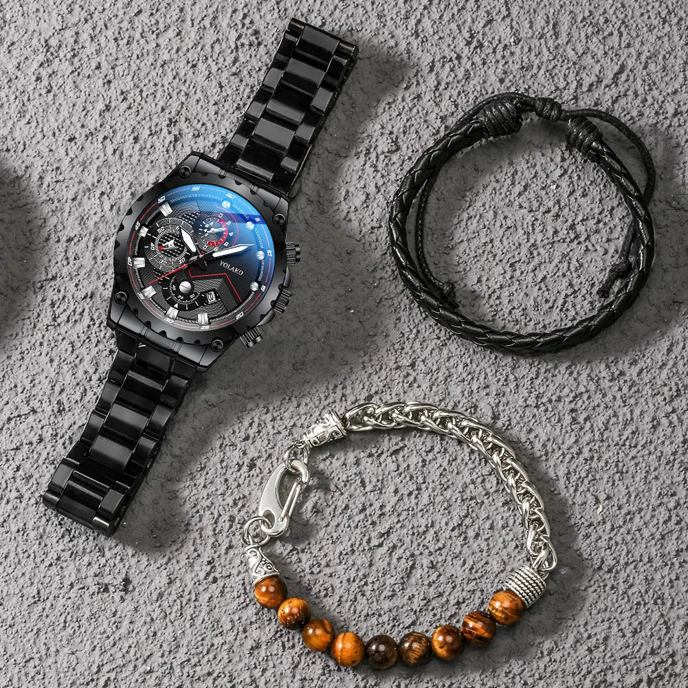 Men's Leisure Quartz Watch With Alloy Band And Stainless Steel Clasp Round Dial - Image 4