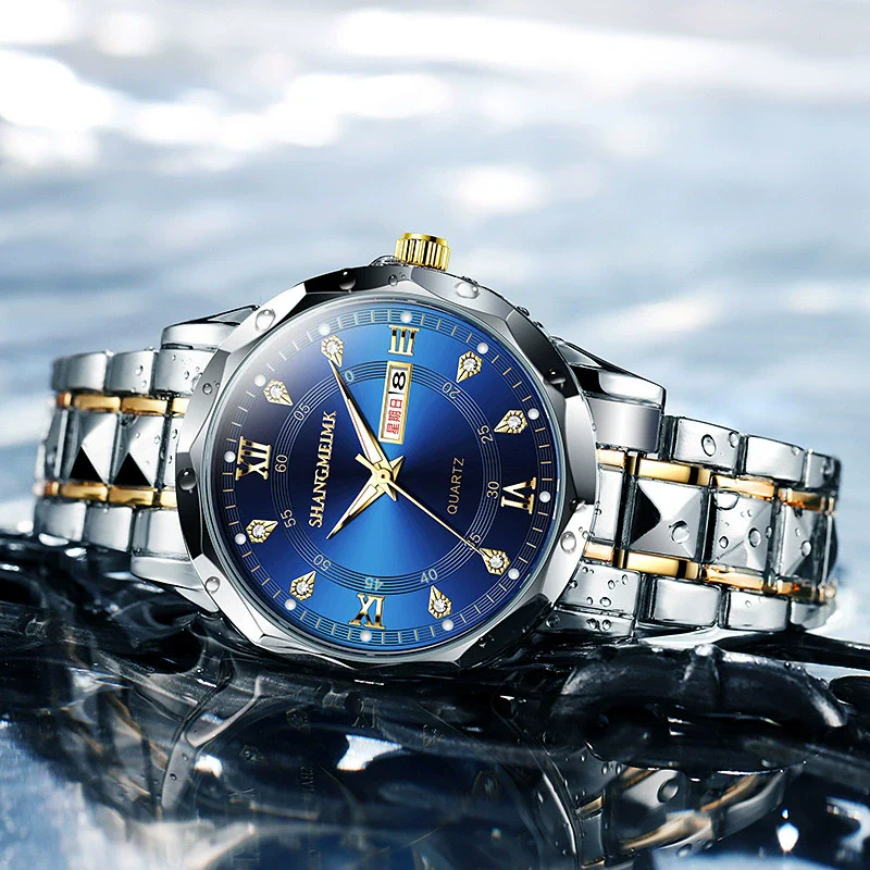 Men's Leisure Quartz Watch With Luminous Waterproof Double Calendar Zinc Alloy Case Alloy Strap And Round Dial
