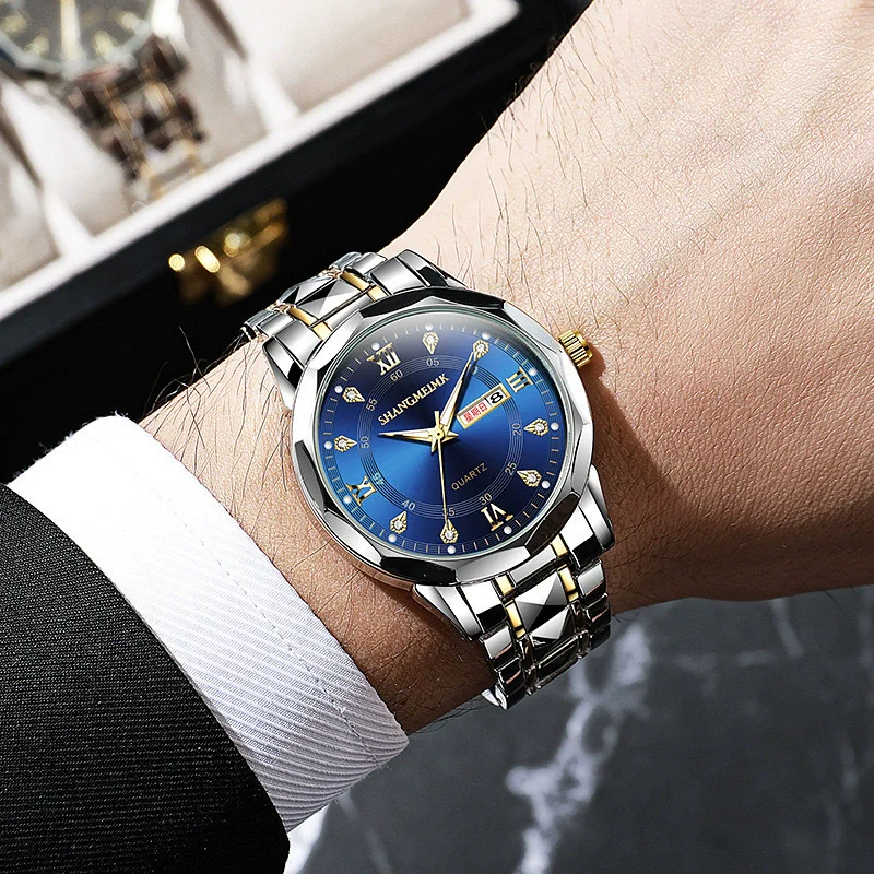 Men's Leisure Quartz Watch With Luminous Waterproof Double Calendar Zinc Alloy Case Alloy Strap And Round Dial - Image 2