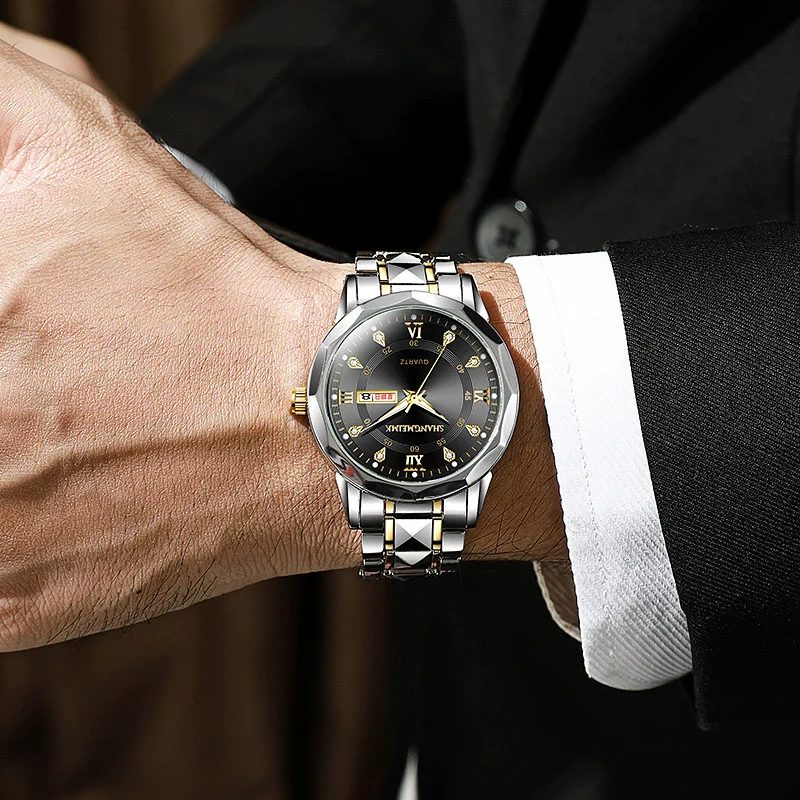 Men's Leisure Quartz Watch With Luminous Waterproof Double Calendar Zinc Alloy Case Alloy Strap And Round Dial - Image 3
