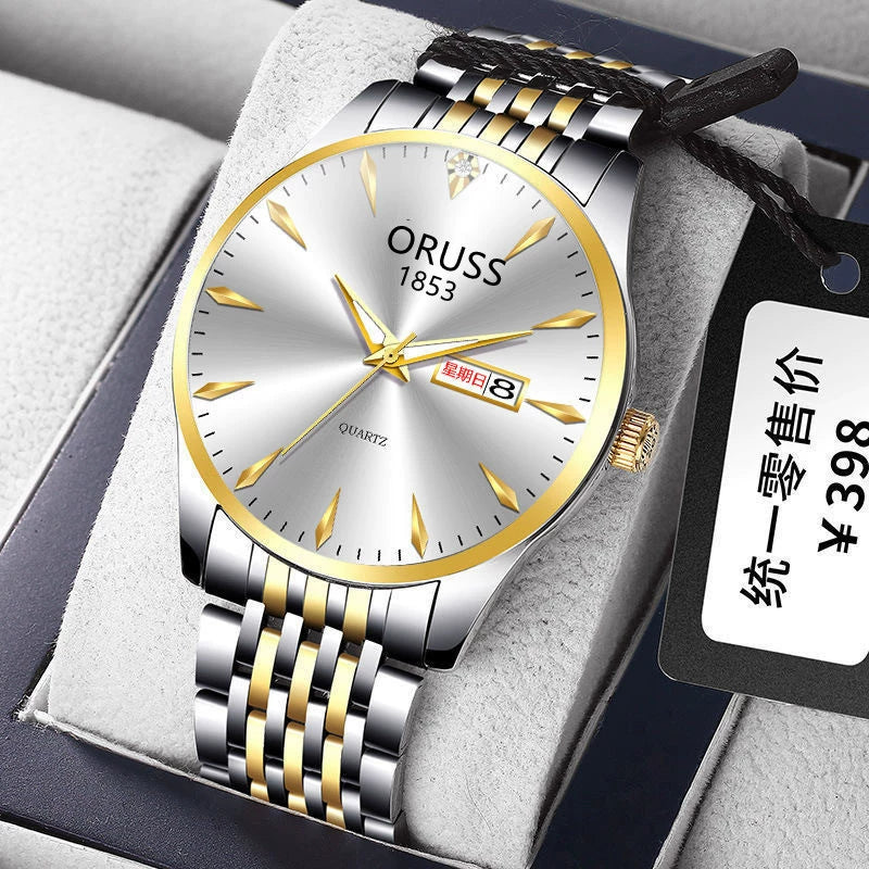 Men's Leisure Style Stainless Steel Ultrathin Round Dial Waterproof Quartz Wristwatch - Image 8