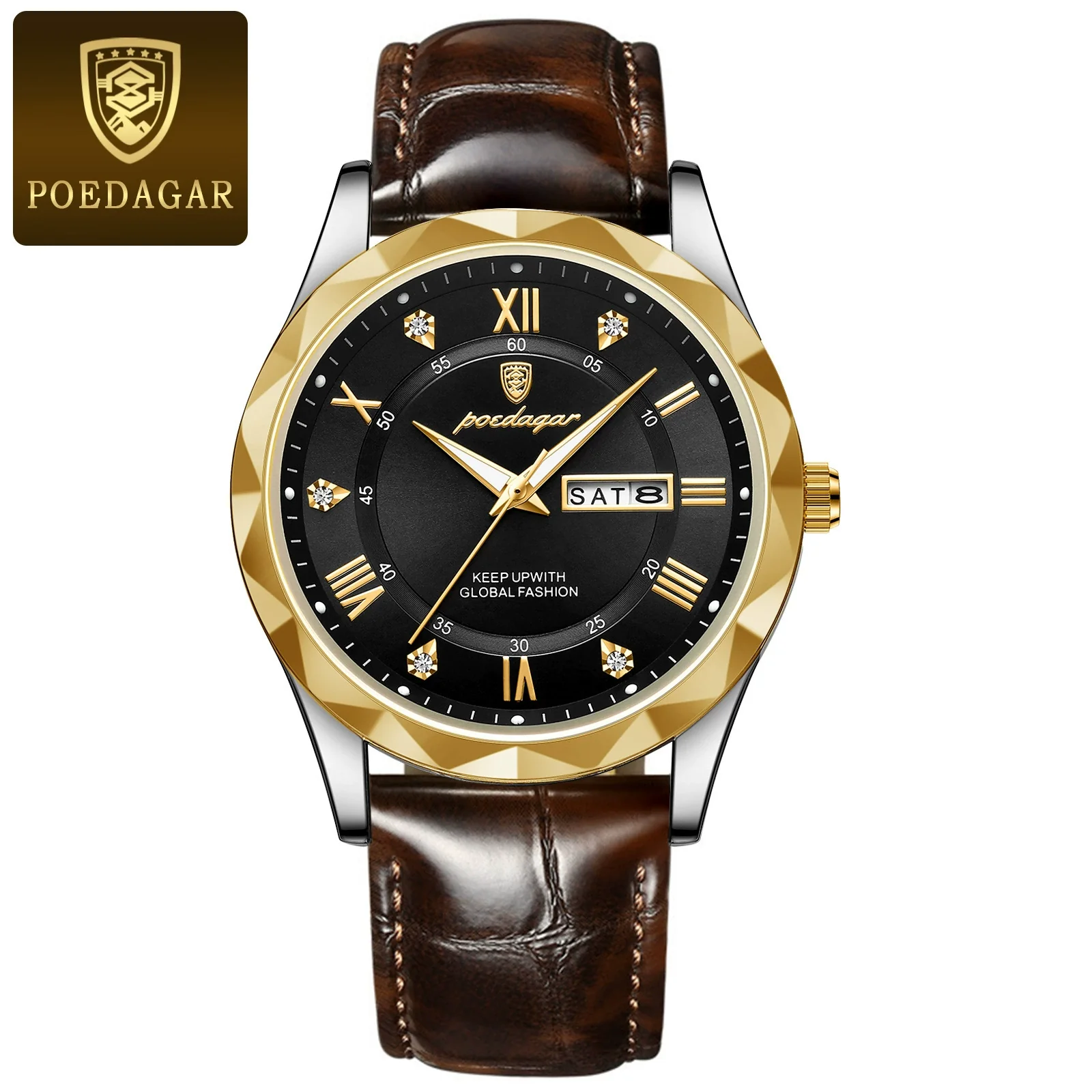 Men's Luxury Business Style Quartz Watch With Alloy Case Genuine Leather Strap And Stainless Steel Buckle Round Dial And Mineral Reinforced Glass Mirror