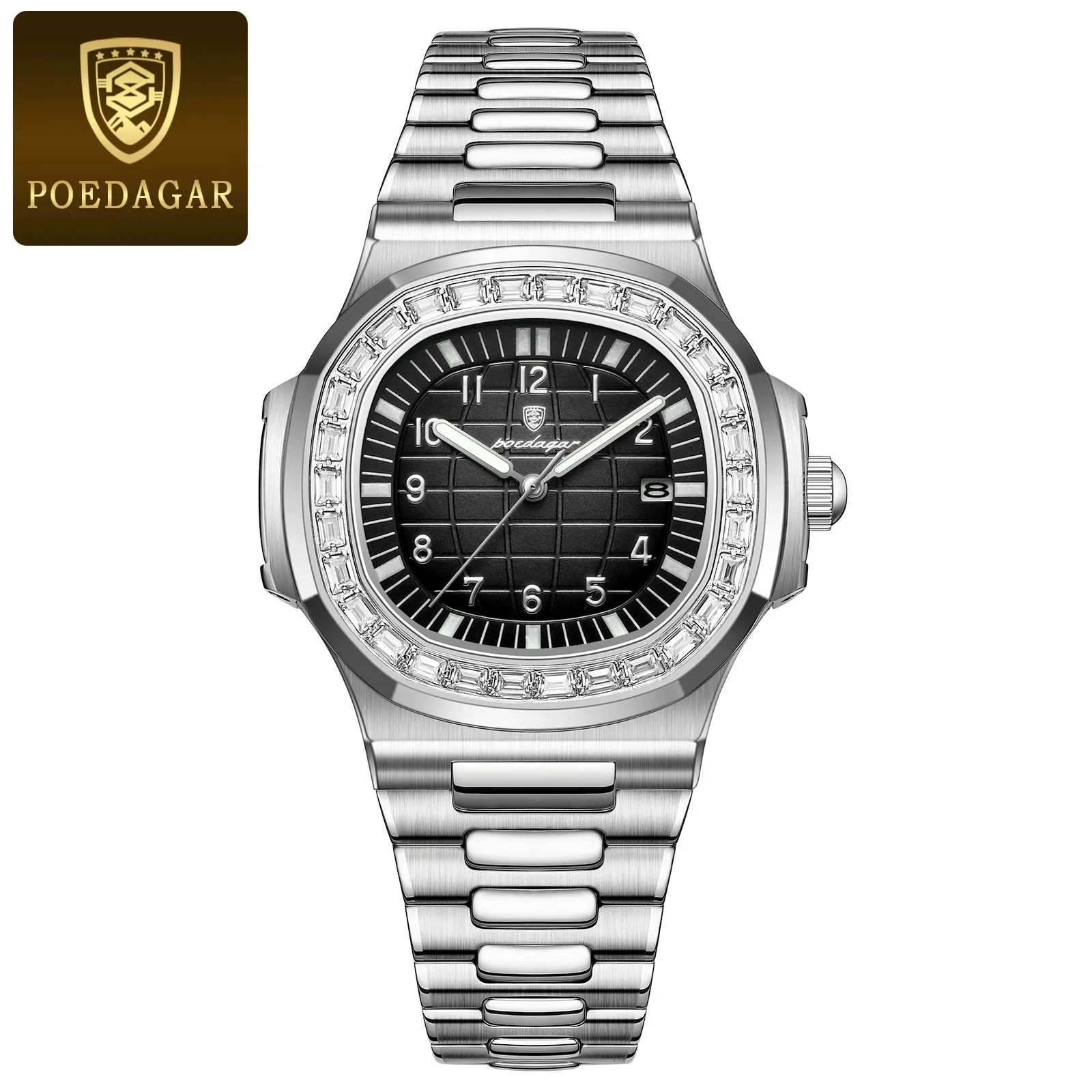 Men's Luxury Waterproof Luminous Quartz Watch Stainless Steel Alloy Square Dial Leisure Style - Image 2
