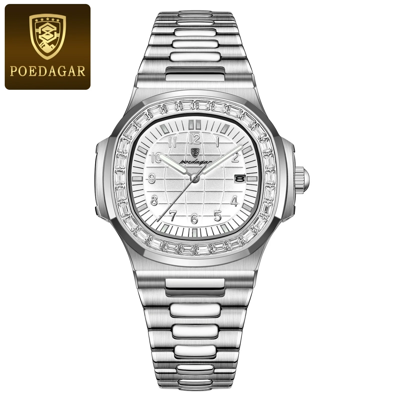 Men's Luxury Waterproof Luminous Quartz Watch Stainless Steel Alloy Square Dial Leisure Style - Image 3