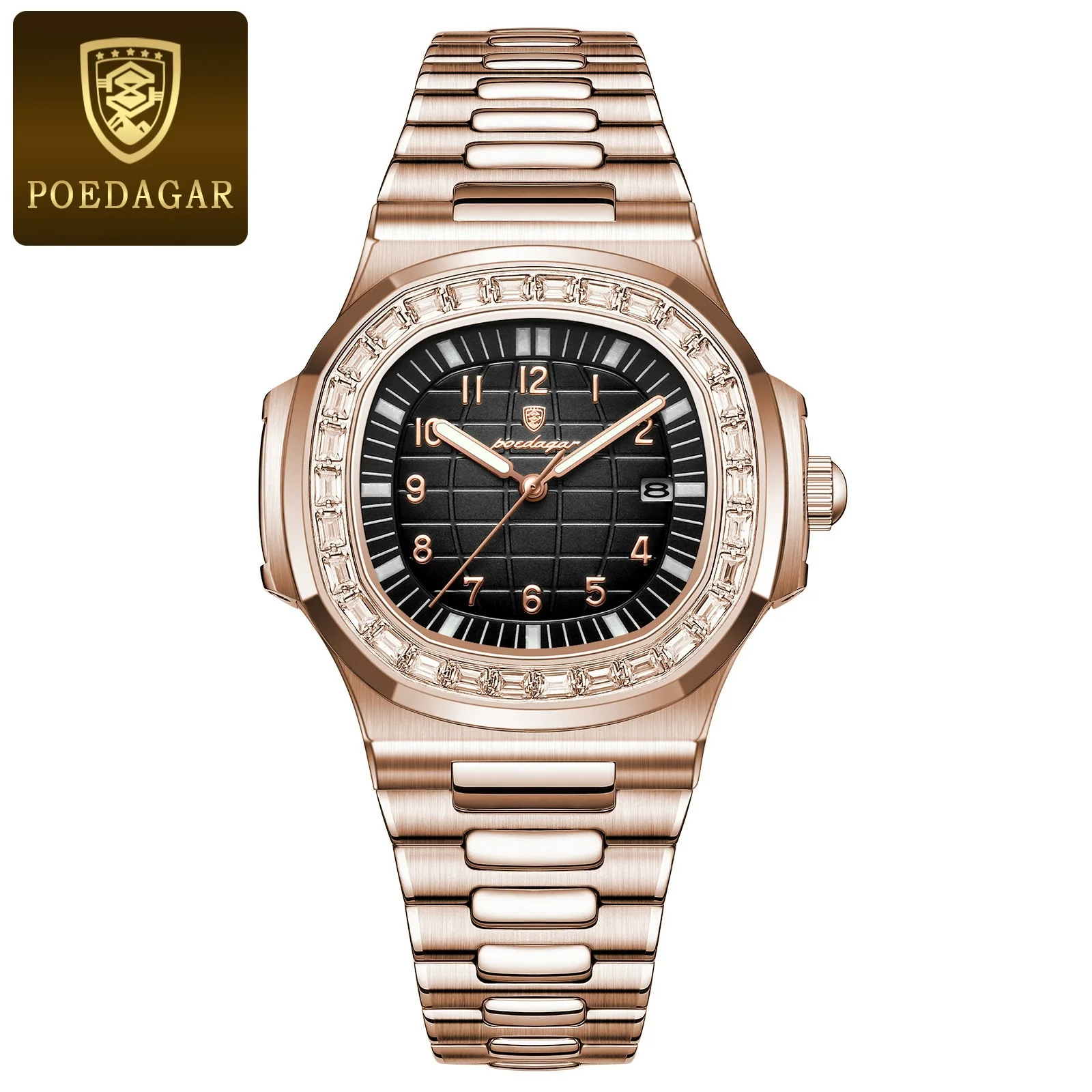 Men's Luxury Waterproof Luminous Quartz Watch Stainless Steel Alloy Square Dial Leisure Style - Image 6