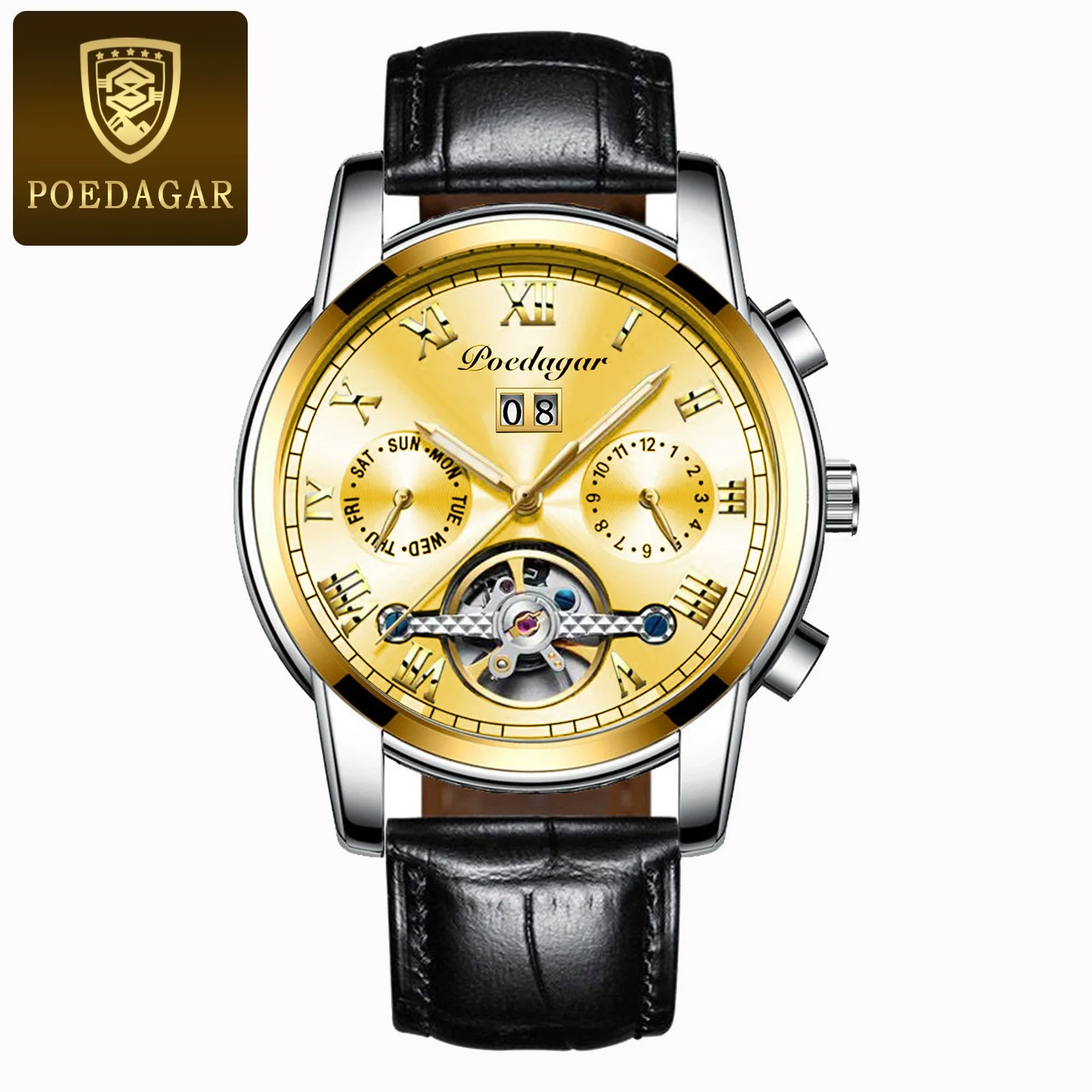Men's Mechanical Alloy And Stainless Steel Waterproof Luminous Multifunction Leisure Watch With Through Bottom And Spiral Crown - Image 17