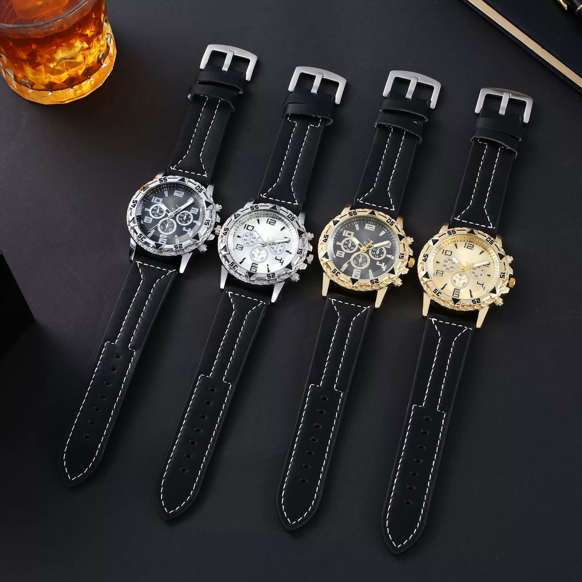 Men's Metal Alloy Stainless Steel Fashion Business Round Digital Quartz Wrist Watch - Image 4