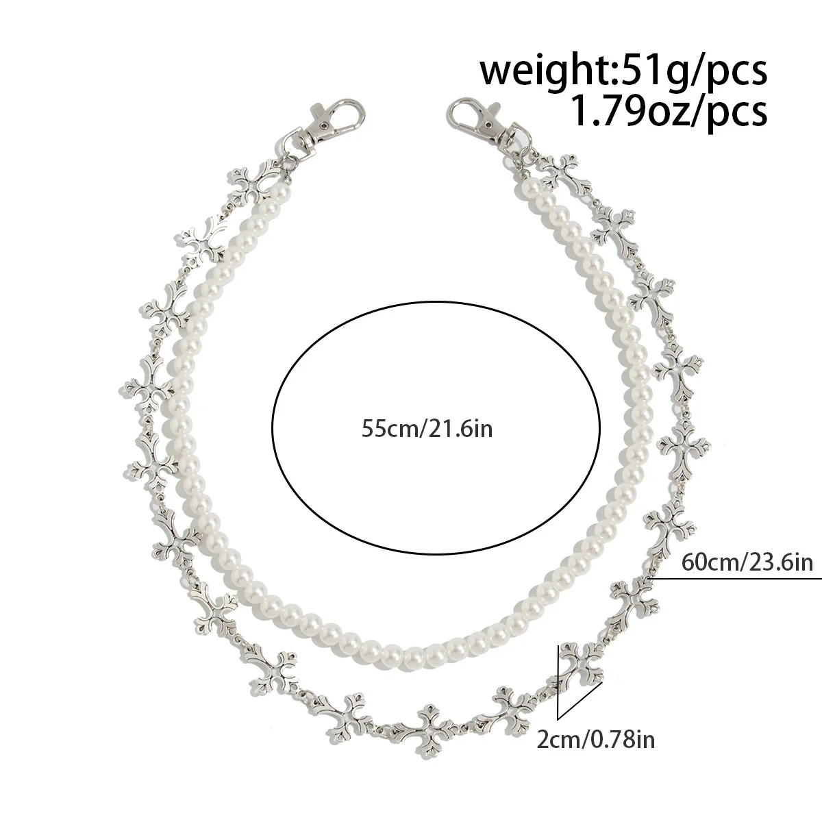 Men's Metal Handmade Hiphop Niche Waist Chain With Cross Crown Roman Numerals Pattern - Image 6