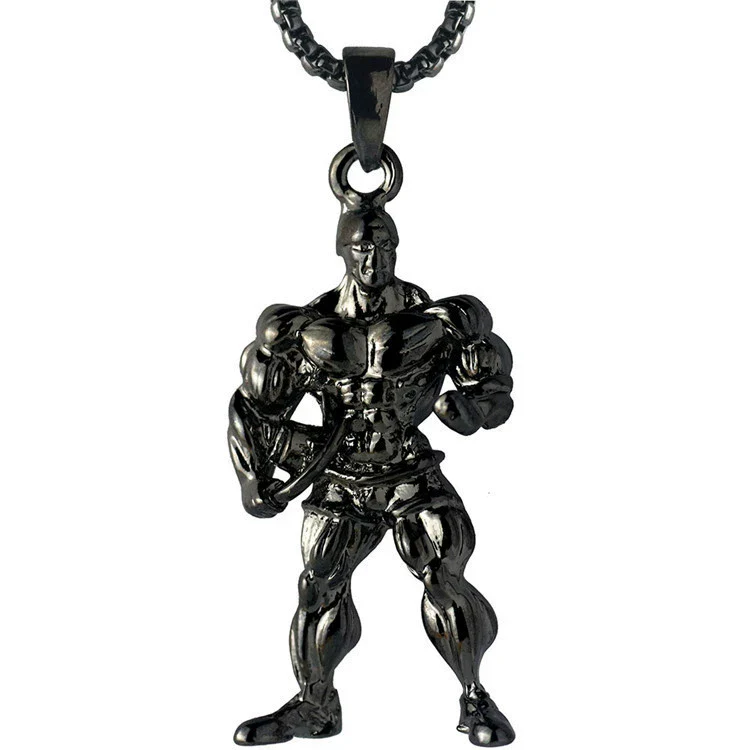 Men's Metal Jewelry Fitness Pendant With Cartoon Characters And Electroplating Treatment On Pearl Chain - Image 14