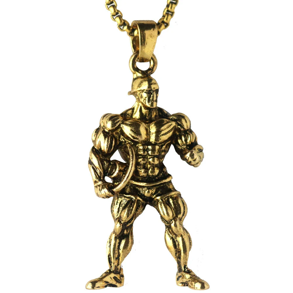 Men's Metal Jewelry Fitness Pendant With Cartoon Characters And Electroplating Treatment On Pearl Chain - Image 15