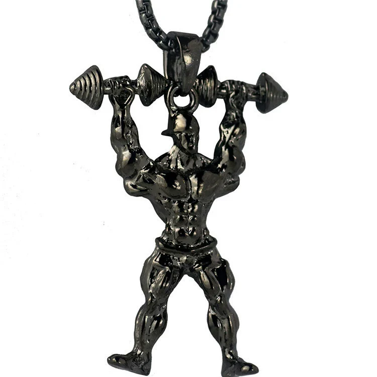 Men's Metal Jewelry Fitness Pendant With Cartoon Characters And Electroplating Treatment On Pearl Chain - Image 17